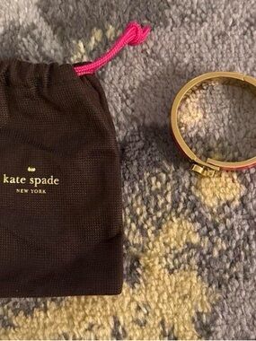kate spade Gold and Hot Pink Enamel Hinged Bangle